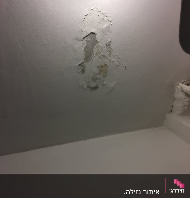 קיר עם קילופי צבע ונזקי רטיבות